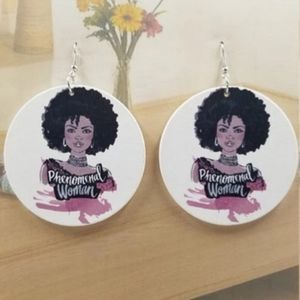 Phenomenal Woman Wood Ethnic Earrings